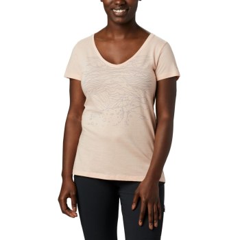 Columbia T-Shirt Dames, Hidden Lake V-Neck Roze, 31QULPNID